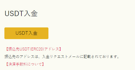 イメージ：USDT入金依頼を実施